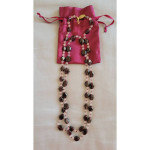 Rose Quartz & Amethyst Bead 17in. Long Necklace with 14 Kt Gold Clasp