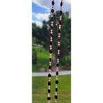 Rose Quartz & Amethyst Bead 17in. Long Necklace with 14 Kt Gold Clasp