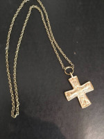 Irish Brass Necklace with Cross