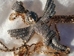 "MIRACLE ANGEL" diamond guardian 14k angel &Chain.150 DIAMONDS!!!