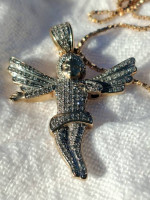 "MIRACLE ANGEL" diamond guardian 14k angel &Chain.150 DIAMONDS!!!