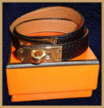 Black Leather Designer Theme Bracelet For Women/Teens
