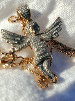 INCREDIBLE 150 DIAMOND GUARDIAN ANGEL NECKLACE 14K."MIRACLE ANGEL"