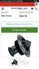 Engine Coolant Thermostat - GM (12559338)