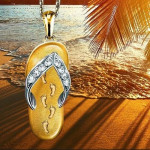 New 18KT Gold Filled Flip-Flop Necklaces w/Footprints - 4 Available