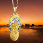 New 18KT Gold Filled Flip-Flop Necklaces w/Footprints - 4 Available