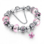 New European Style DIY Crystal Charm Bracelet w/Extension Chain