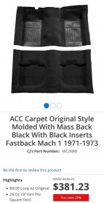 71-73 Mach 1 New premium Carpet