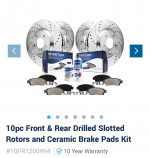 Mustang front/rear cross-drilled rotors/pads