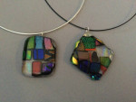 Fused glass pendants on wire necklace