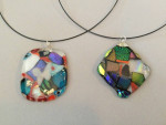 Fused glass pendants on wire necklace
