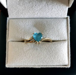 Beautiful DEC Birthstone Ring - Blue Zircon w/ Diamonds in 10k Gold