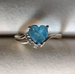 Beautiful DEC Birthstone Ring - Blue Zircon w/ Diamonds in 10k Gold