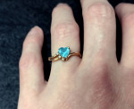 Beautiful DEC Birthstone Ring - Blue Zircon w/ Diamonds in 10k Gold
