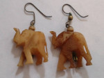 Vintage Hand Carved ELEPHANT Earrings