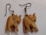 Vintage Hand Carved ELEPHANT Earrings