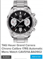 Tag Heuer Grand Carrera Automatic Chronograph Calibre 17 CAV511A.BA0902 Black di