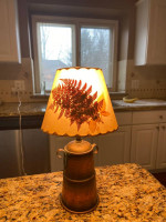 Small copper lamp with shade
