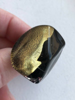 Black Murano Glass & Gold Ring