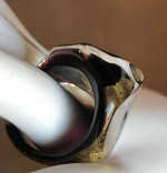Black Murano Glass & Gold Ring