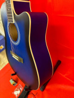 WACO Full Size Blue Country Acoustic Guitar with Digital Tuner, Extra Strings, C