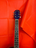 WACO Full Size Blue Country Acoustic Guitar with Digital Tuner, Extra Strings, C