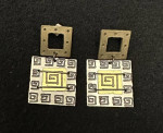 Vintage Greek Labyrinth Engraved Stud Earrings