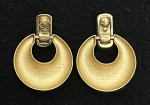 Vintage Monet Gold Tone Door Knocker Stud Earrings