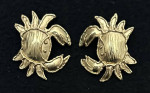 Vintage Gold Crab Figurine Cancer Zodiac Stud Earrings