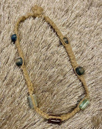 Handmade Hemp Wood & Glazed Glass Beads 9 Inch Necklace