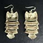 Vintage Gold Tone Shimmying Owl Dangle Pierced Earring