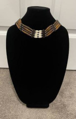 Brown Neutral Beige Tone Beads Charm Fashion Necklace Jewelry Gift