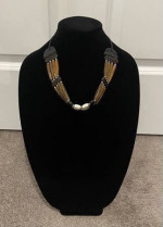 Brown Neutral Beige Tone Beads Charm Fashion Necklace Jewelry Gift