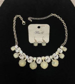 Set Of 2 Glamorous Stone Beads Charm Fashion Necklace And Earrings Jew