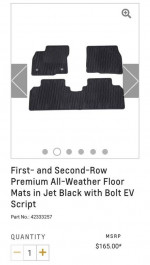 2023 Bolt EV Premium All Weather Mats (Jet Black with Bolt EV Script)
