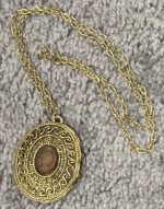 Vintage Cameo Perfume Sachet Pendant Gold Necklace Chain