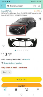 2019-2020 Toyota corolla bumper