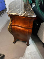 BOMBAY FRENCH MAHOGANY MARBLE TOP BRONZE ORMOLU LOUIS XV STYLE - PAIR