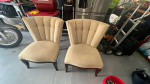 SCHNADIG "Ava" Chanel Back Pair of Decorator Beige Upholstered Chairs