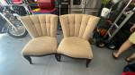 SCHNADIG "Ava" Chanel Back Pair of Decorator Beige Upholstered Chairs