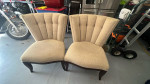 SCHNADIG "Ava" Chanel Back Pair of Decorator Beige Upholstered Chairs