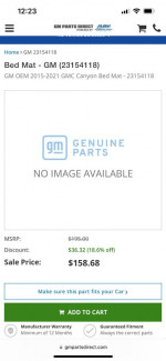 Bed Mat 2015-2021 GMC Canyon