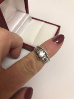 Diamond designer twist engagement wedding ring set. 14K white gold