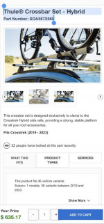 Thule Crossbar Car Rack Set (Hybrid) [$635 new!]