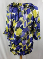 Alfani Womens 2 Ruffle Embellished Blouse Woven Popover Top Printed Ab