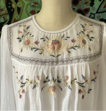 NEW Lucky Brand White Cotton Embroidered Peasant Top $89 MSRP-S/M