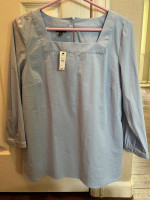 NEW Talbots Blue Tunic Top $79 MSRP- Petite Medium