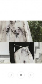 Vintage Bamboo Print Lace Up Slip Dress Long Sleeve Top