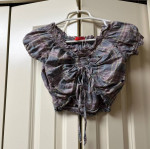 L.O.N.A WOMAN Crop Top, Size S, Lavender Plaid, NEW