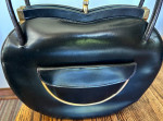 Unique Vintage Dofan France Black Leather Handbag Classic Top Handle